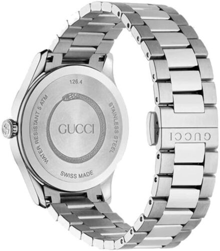 Gucci G Timeless Diamonds Black Dial Silver Steel Strap Watch For Women - YA1264125