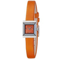 Gucci G-Frame Square Mother of Pearl Orange Dial Orange Leather Strap Watch For Women - YA128532