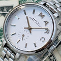 Marc Jacobs Sally White Dial Silver Steel Strap Watch for Women - MBM8642