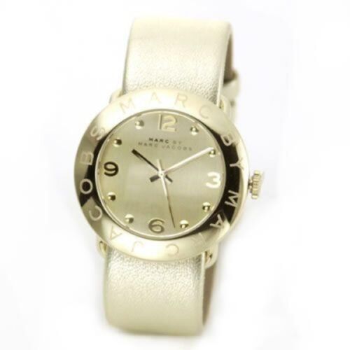 Marc Jacobs Amy Gold Dial Gold Leather Strap Watch for Women - MBM8627