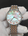 Emporio Armani Dress Analog Mother of Pearl Dial Two Tone Steel Strap Watch For Women - AR2515
