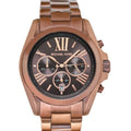 Michael Kors Bradshaw Chronograph Brown Dial Brown Steel Strap Watch For Women - MK6247