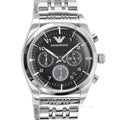 Emporio Armani Franco Black Dial Silver Steel Strap Watch For Men - AR0373