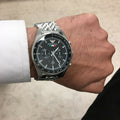 Emporio Armani Team Italia Chronograph Black Dial Silver Steel Strap Watch For Men - AR5983
