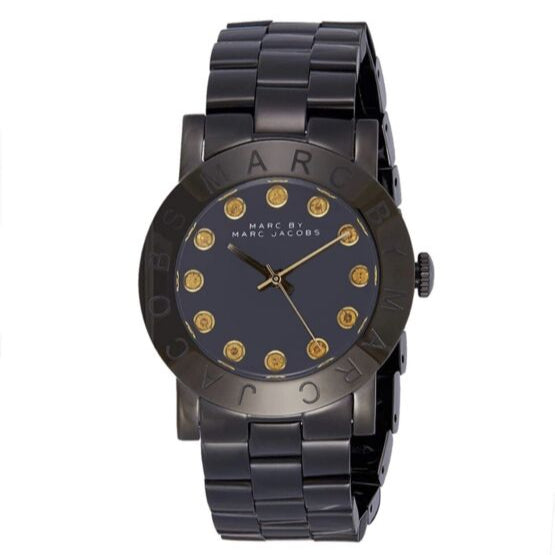 Marc Jacobs Amy Black Dial Black Steel Strap Watch for Women - MBM8595