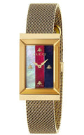 Gucci G-Frame Mother of Pearl Dial Yellow Gold Mesh Bracelet Watch For Women - YA147410