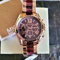 Michael Kors Bradshaw Burgundy Dial Two Tone Steel Strap Watch for Women - MK6270