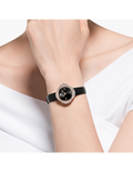 Swarovski Crystalline Pure Black Dial Black Leather Strap Watch for Women - 5275043