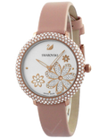 Swarovski Crystal Frost White Dial Pink Leather Strap Watch for Women - 5519223