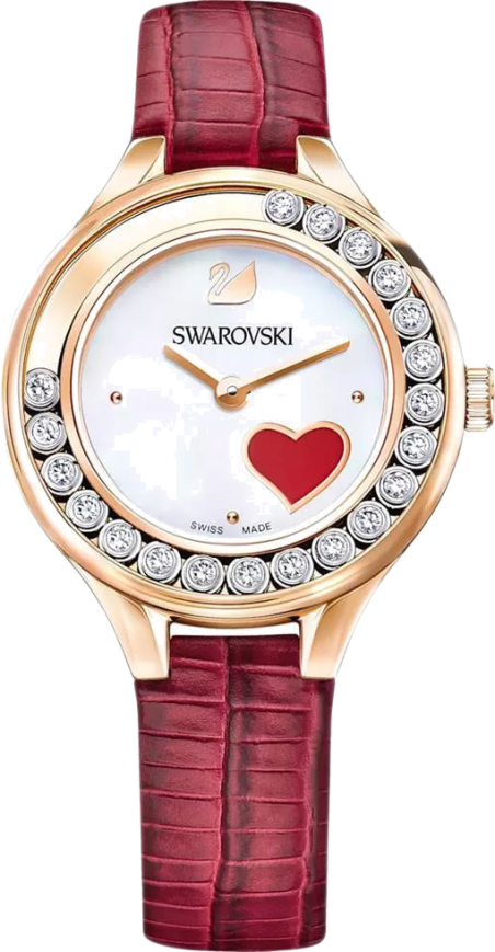 Swarovski Lovely Crystals Analog White Dial Red Leather Strap Watch for Women - 5297584