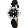 Swarovski Lovely Crystals Mother of Pearl Black Dial Black Leather Strap Watch for Women - 5242898
