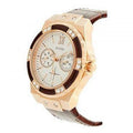 Guess Limelight Analog White Dial Brown Leather Strap Watch For Women - W0775l14