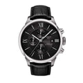 Tissot T Classic Chemin Des Tourelles Chronograph Black Dial Black Leather Strap Watch For Men - T099.427.16.058.00