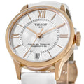 Tissot Chemin Des Tourelles Powermatic 80 Lady Silver Dial White Leather Strap Watch For Women - T099.207.36.118.00