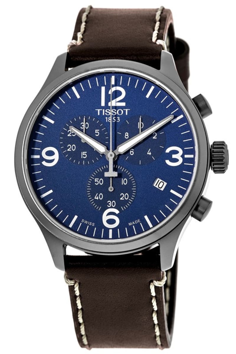 Tissot Chrono XL Blue Dial Brown Leather Strap Watch For Men - T116.617.36.047.00