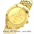 Marc Jacobs Peeker Chronograph Gold Dial Gold Steel Strap Watch for Women - MBM3393