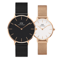 Daniel Wellington Petite Ashfield Black Dial Black Mesh Strap Watch for Women - DW00100307