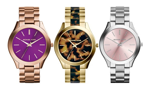 Michael Kors Slim Runway Quartz Pink Dial Silver Steel Strap Watch For Women - MK3380