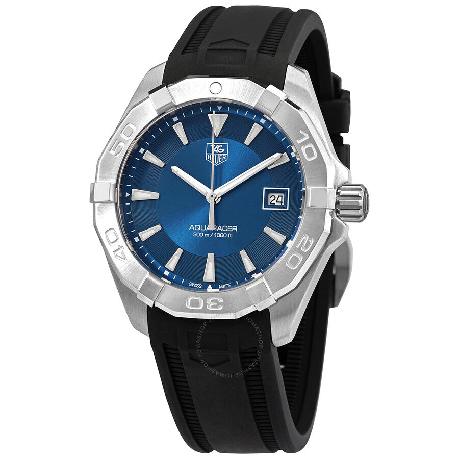 Tag Heuer Aquaracer Caliber 5 Blue Dial Black Rubber Strap Watch for Men - WAY2112.FT8021