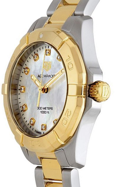 Tag Heuer Aquaracer White Mother of Pearl Dial Two Tone Steel Strap Watch for Women - WBD1322.BB0320