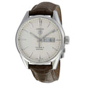 Tag Heuer Carrera Calibre 5 Automatic White Dial Brown Leather Strap Watch for Men - WAR201B.FC6291
