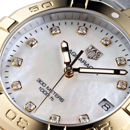 Tag Heuer Aquaracer White Mother of Pearl Dial Two Tone Steel Strap Watch for Women - WBD1322.BB0320