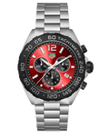 Tag Heuer Formula 1 Chronograph Red Dial Silver Steel Strap Watch for Men - CAZ101AN.BA0842