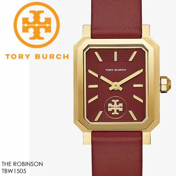Tory Burch Robinson Quartz Red Dial Red Leather Strap Watch for Women - TBW1505