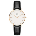 Daniel Wellington Petite Reading White Dial Black Leather Strap Watch For Women - DW00100173