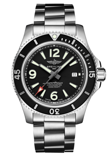Breitling Superocean Automatic 44mm Black Dial Silver Steel Strap Watch for Men - A17367D71B1A1