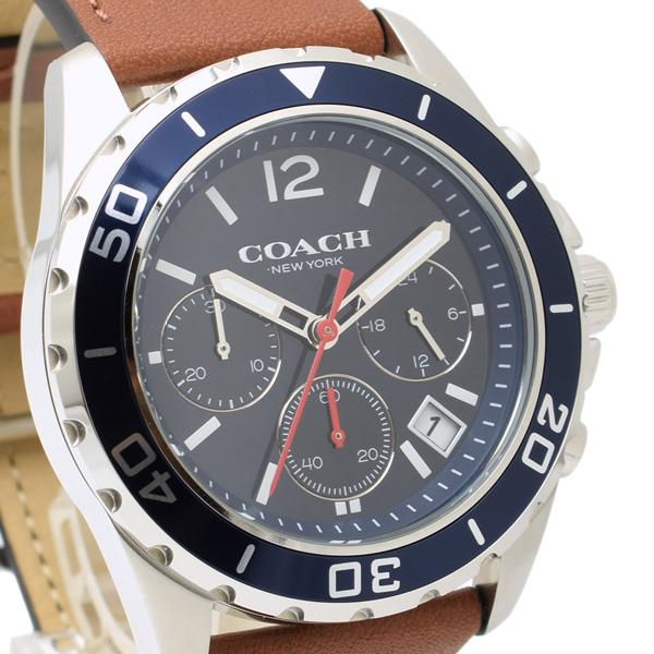 Coach Kent Chronograph Blue Dial Brown Leather Strap Watch for Men - 14602560