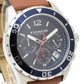 Coach Kent Chronograph Blue Dial Brown Leather Strap Watch for Men - 14602560