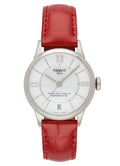 Tissot Chemin Des Tourelles Powermatic 80 Mother of Pearl White Dial Red Leather Strap Watch For Women - T099.207.16.118.00
