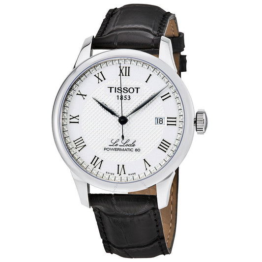 Tissot Le Locle Powermatic 80 Silver Dial Black Leather Strap Watch For Men - T006.407.16.033.00