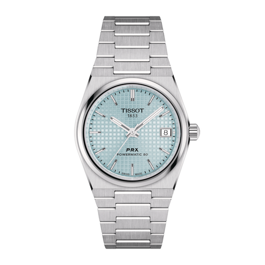 Tissot PRX Powermatic 80 Ice Blue Dial Silver Steel Strap Watch for Men - T137.207.11.351.00