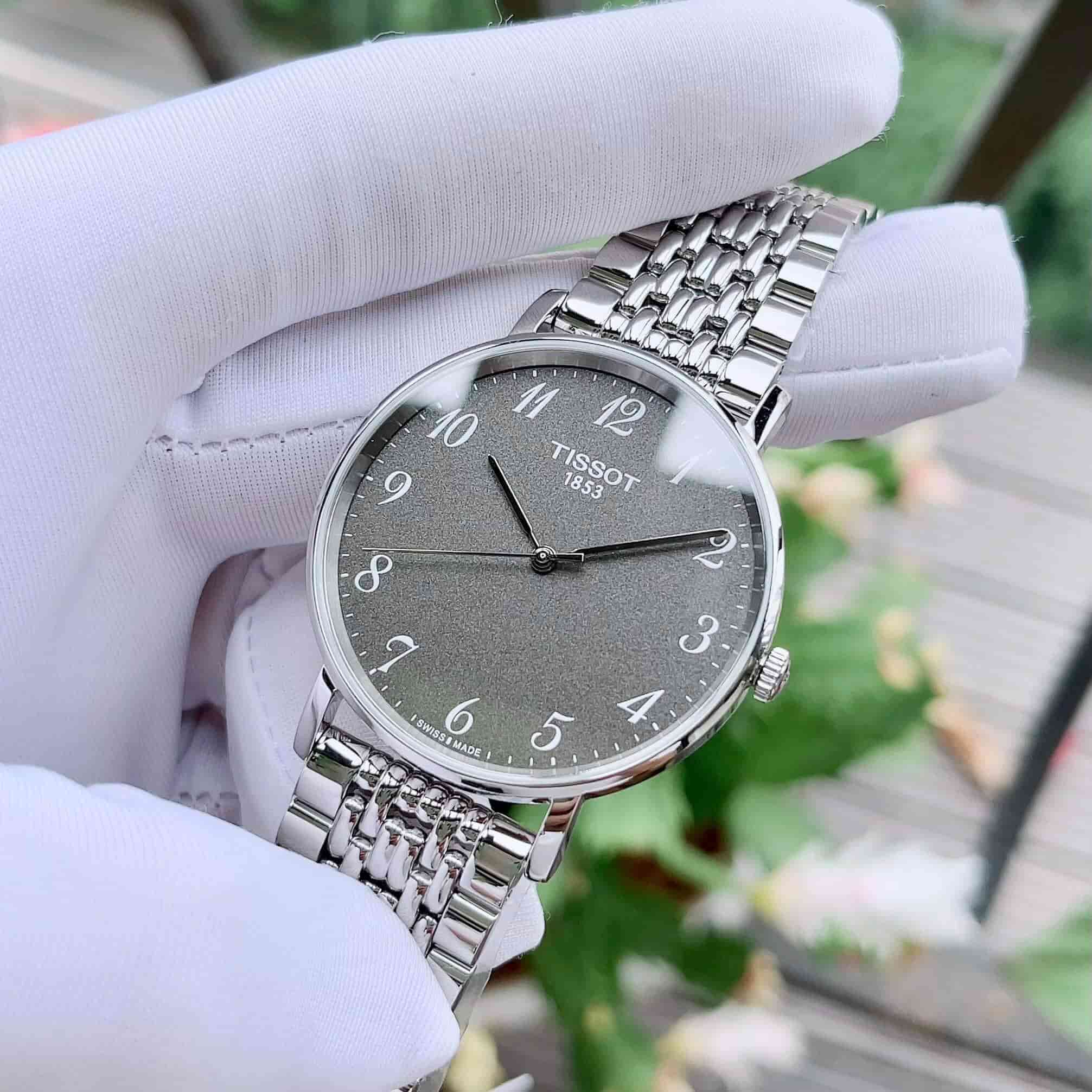 Tissot T Classic Everytime Quartz Black Dial Silver Steel Strap Watch for Men - T109.410.11.072.00