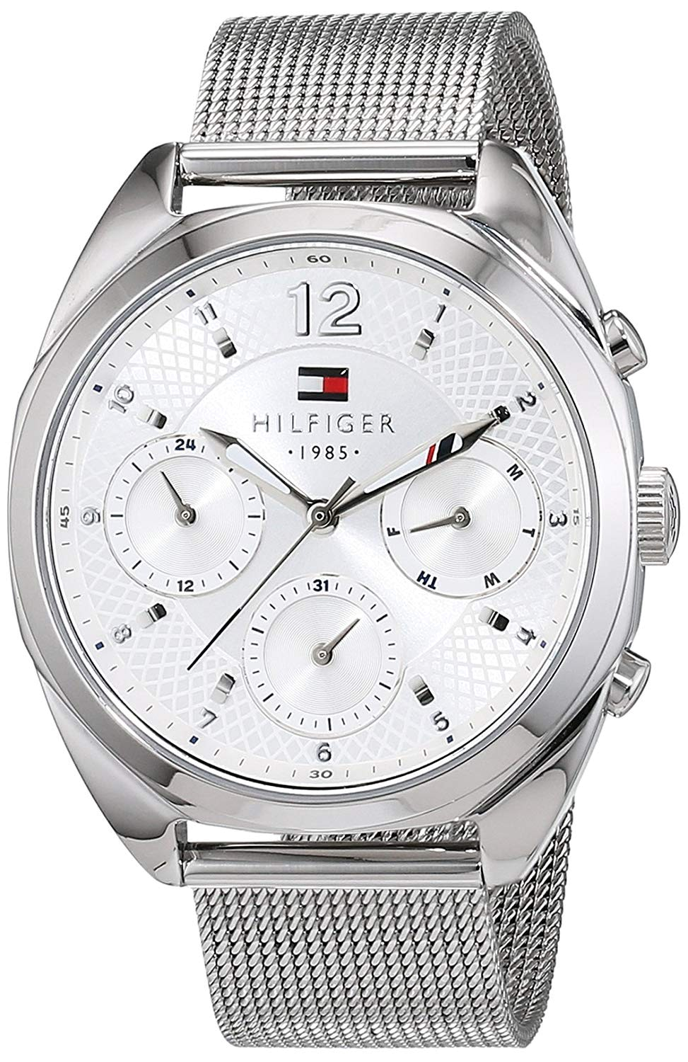 Tommy Hilfiger Mia Silver Dial Silver Mesh Bracelet Watch for Men - 1781628