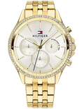 Tommy Hilfiger Ari Multifunction Diamonds Silver Dial Gold Steel Strap Watch for Women - 1781977