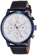 Tommy Hilfiger Jake Multi Function Quartz White Dial Black Leather Strap Watch for Men - 1791235