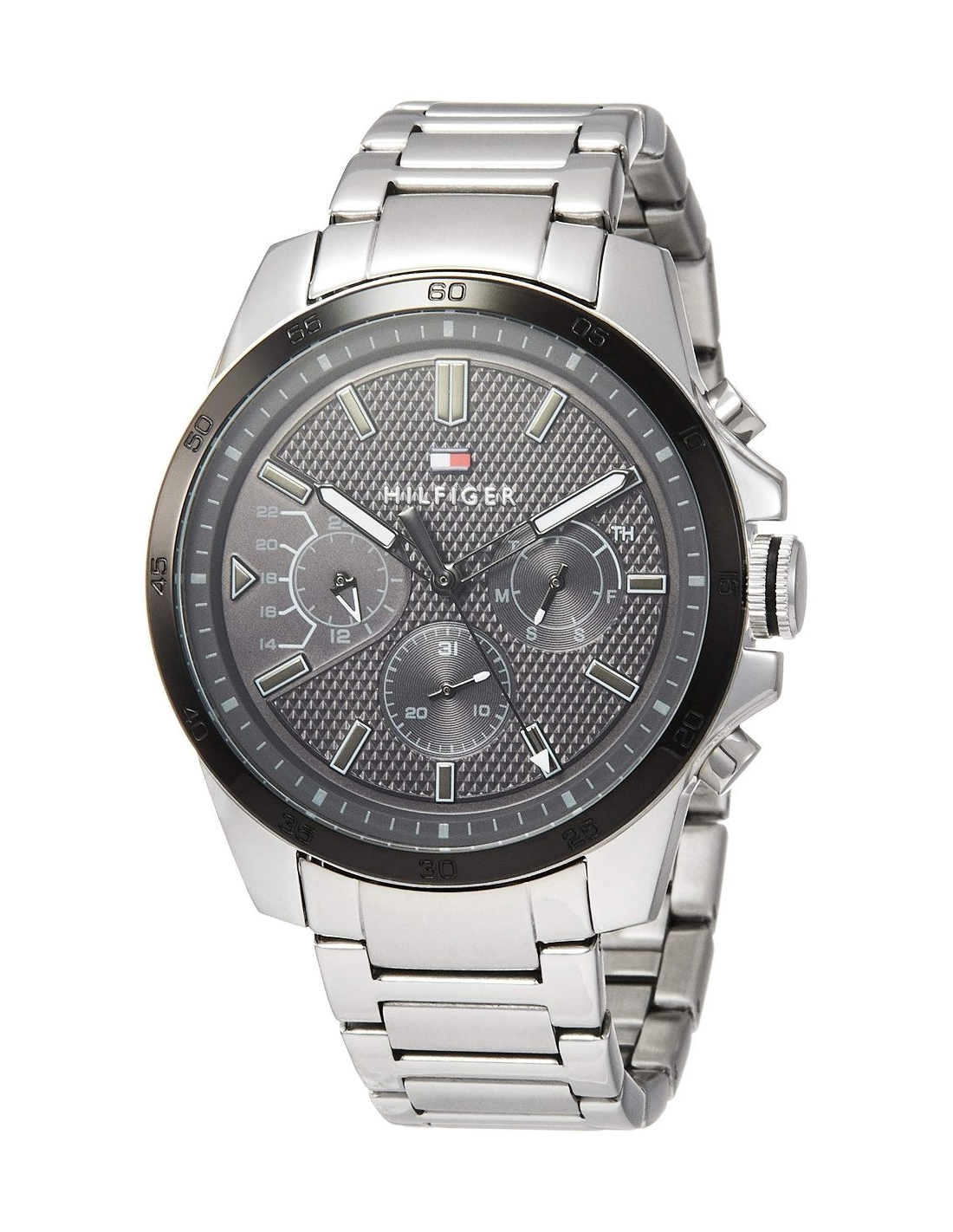 Tommy Hilfiger Iconic Quartz Black Dial Silver Steel Strap Watch for Men - 1791564
