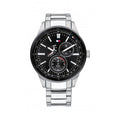 Tommy Hilfiger Austin Black Dial Silver Steel Strap Watch for Men - 1791639
