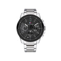 Tommy Hilfiger Iconic Quartz Black Dial Silver Steel Strap Watch for Men - 1791564