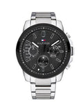 Tommy Hilfiger Iconic Quartz Black Dial Silver Steel Strap Watch for Men - 1791564