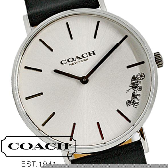 Coach Perry White Dial Black Leather Strap Watch for Women - 14503115