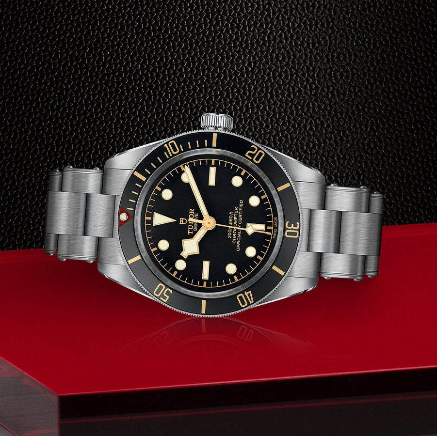Tudor Black Bay Black Dial Silver Steel Strap Watch for Men - 79030N-0001