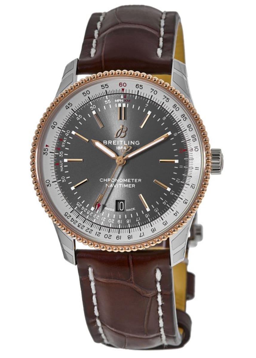Breitling Navitimer Automatic 41 Grey Dial Brown Leather Strap Watch for Men - U17326121M1P1