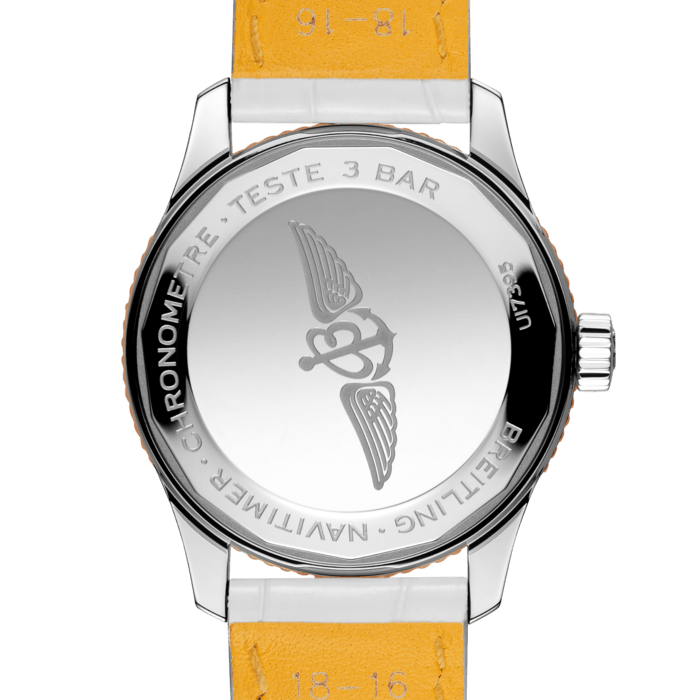 Breitling Navitimer Automatic 35 Mother of Pearl Dial White Leather Strap Watch for Women - U17395211A1P3