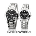 Emporio Armani Velente Chronograph Black Dial Silver Steel Strap Watch For Women - AR0674