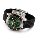 Breitling Superocean Heritage B01 Chronograph 44 Limited Edition Green Dial Black Mesh Bracelet Watch for Women - UB01622A1L1S1