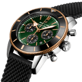Breitling Superocean Heritage B01 Chronograph 44 Limited Edition Green Dial Black Mesh Bracelet Watch for Women - UB01622A1L1S1
